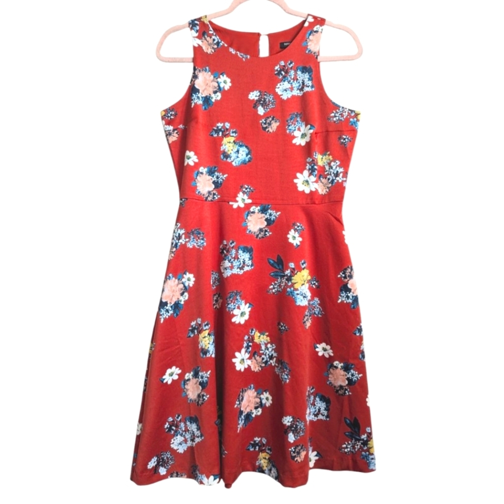 Banana Republic Red Floral Spring Dress Women's Size 6 Lined Flowy